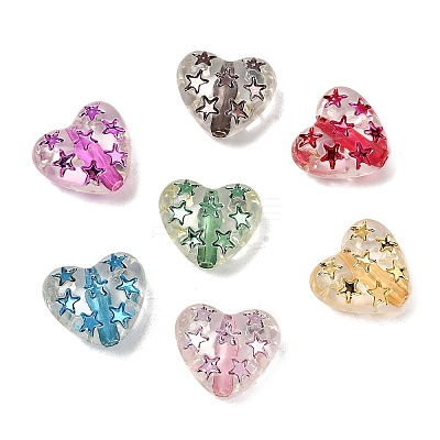 Spray Painted Transparent Acrylic Beads OACR-H054-03-1