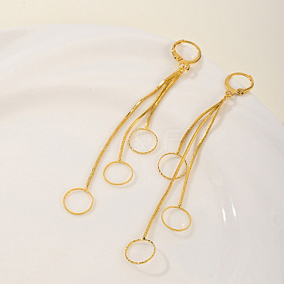 Fashionable Geometric Brass Earrings with Tassel Studs LS-WN4550-1-1