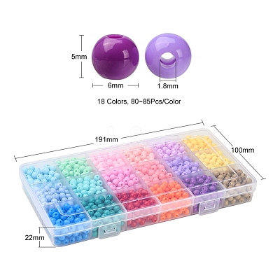 18 Colors Opaque Acrylic Beads DIY-YW0005-37-1
