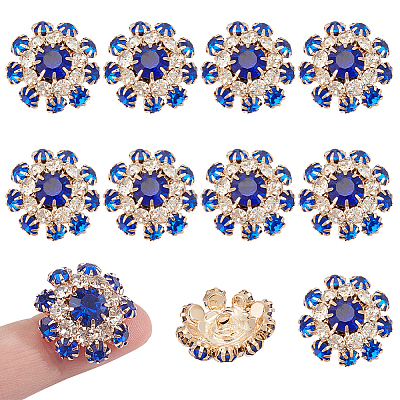 10Pcs 1-Hole Brass Rhinestone Buttons BUTT-NB0001-94D-1