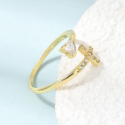 Adjustable Brass Micro Pave Cubic Zirconia Cuff Open Rings CU-CBABA66-05G-1