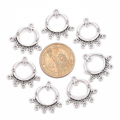 Antique Silver Tibetan Style Ring Chandelier Component Links for Dangle Earring Making X-EA9736Y-NF-1