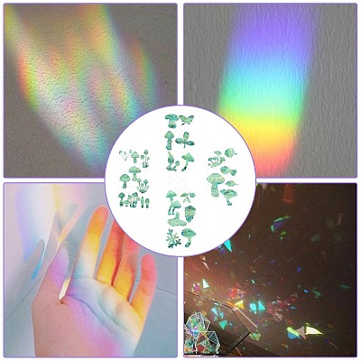 4PCS 2 Styles PVC Stickers Dazzling Color Window Stickers 3D Laser Mushroom Electrostatic Glass Window Stickers JX827A-1