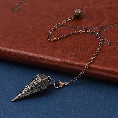 Rack Plating Brass Cone Dowsing Pendulum Pendants AJEW-G064-01R-1