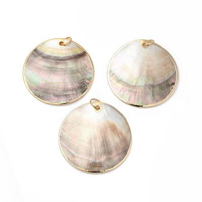 Natural Black Lip Shell Big Pendants BSHE-G029-20G-1