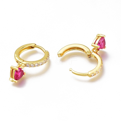 Brass Micro Pave Cubic Zirconia Huggie Hoop Earrings ZIRC-H102-14C-G-1