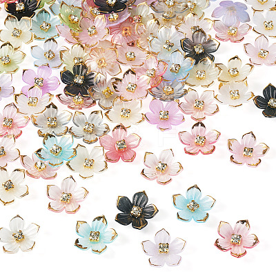 100Pcs Transparent Resin Sakura Flower Bead Caps RESI-TAC0012-20-1