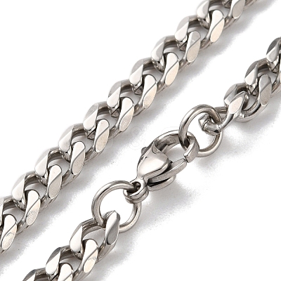 304 Stainless Steel Cuban Link Chain Necklaces for Men NJEW-B117-01E-P-1