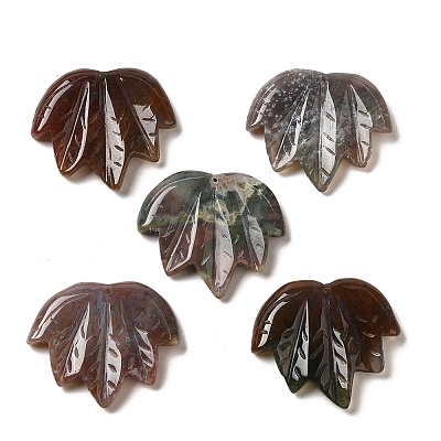 Natural Indian Agate Carved Pendants G-K353-01O-1