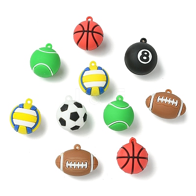 12Pcs 6 Styles PVC Opaque Plastic Pendants KY-CJ0002-15-1