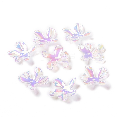 Rainbow Iridescent Plating Acrylic Bead Caps OACR-A017-09-1