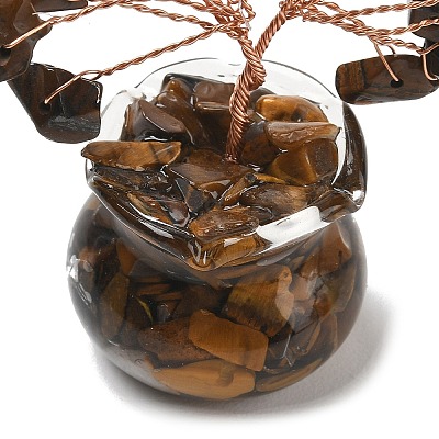 Natural Tiger Eye Chips Tree of Life Decorations DJEW-Z007-02P-1