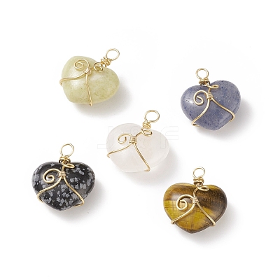 Natural Mixed Stone Pendants PALLOY-JF01858-1