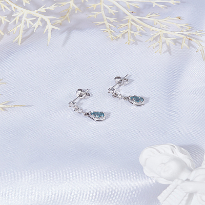 1 Pair Brass Micro Pave Cubic Zirconia Dangle Stud Earrings for Women EJEW-LP0004-90-1