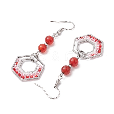 304 Stainless Steel Linking Ring Dangle Earring EJEW-MZ00132-1