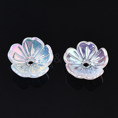5-Petal Electroplate Acrylic Bead Caps LS-X-PACR-T014-05-1