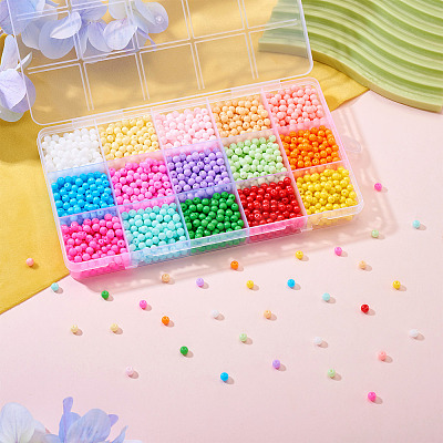 2400Pcs 15 Colors Opaque Baking Paint Glass Beads DGLA-TA0001-25-1