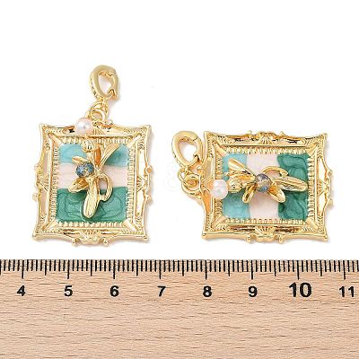 Brass Random Color Glass Pendants KK-Q030-05B-G-1