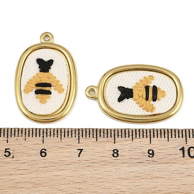 304 Stainless Steel & Embroidered Pendants SA-CBA1ED9-09G-1