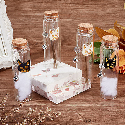 4Pcs 2 Styles Transparent Glass Empty Bottles AJEW-DR00032-1