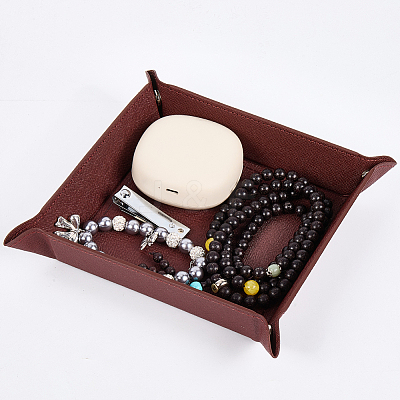 PU Leather Storage Tray Box with Snap Button AJEW-WH20011-69A-1