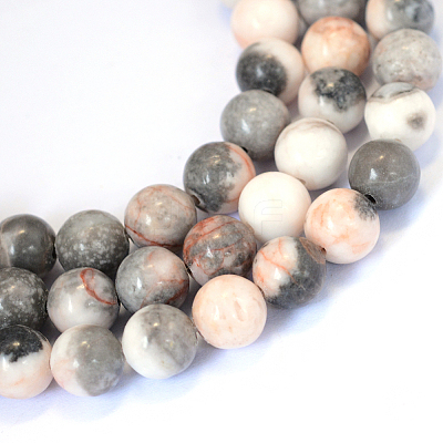 Natural Pink Zebra Jasper Round Bead Strands X-G-E334-4mm-11-1