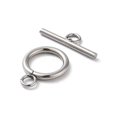 Non-Tarnish 304 Stainless Steel Ring Toggle Clasps X1-STAS-A092-09H-P-1
