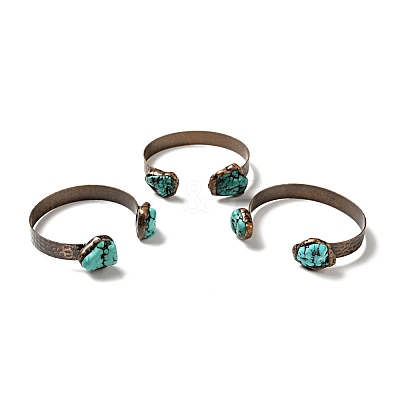 Natural Turquoise Irregular Nugget Open Cuff Bangle G-D468-12R-1