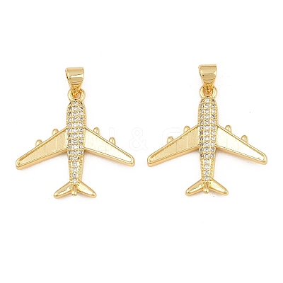 Brass Micro Pave Clear Cubic Zirconia Pendants CU-CBA56CE-06G-1