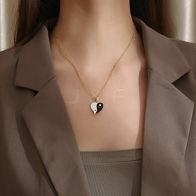 304 Stainless Steel Enamel Yin Yang Pendant Necklaces for Women VV9279-2-1