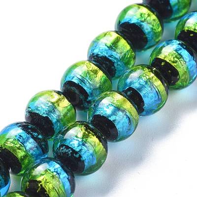 Handmade Silver Foil Lampwork Beads FOIL-K001-02B-8mm-1