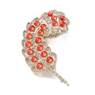 Leaf Alloy Pave Acrylic Rhinestone Brooch LS-JEWB-C029-17A-1