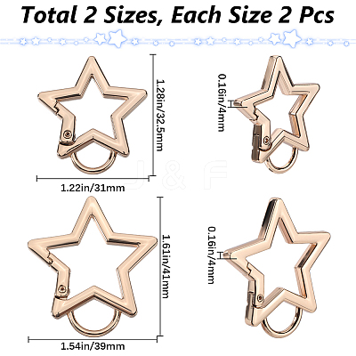 4Pcs 2 Styles Zinc Alloy Spring Gate Rings FIND-GF0007-56KCG-1