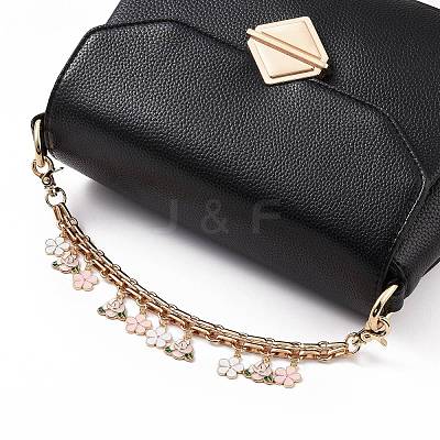 Alloy Enamel Peony Flower Charm Iron Purse Decorative Chains AL-CJ8E21-G-1