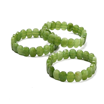 Oval Natural Malaysia Jade Beaded Stretch Bracelets G-P589-02A-06-1