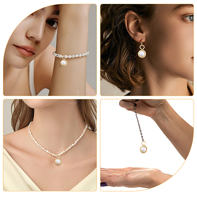 40Pcs 2 Style Shell Pearl Pendants PALLOY-CA00027-1