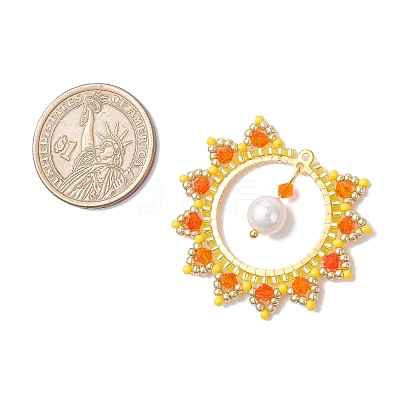Glass Seed Beaded Sun Pendants PALLOY-MZ00857-03-1