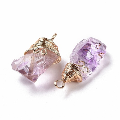 Natural Raw Amethyst Pendants G-C023-02-1