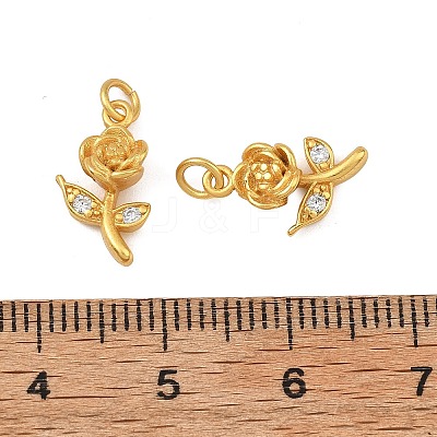 Brass Micro Pave Clear Cubic Zirconia Charms KK-F941-35A-G-1