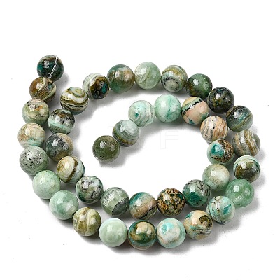 Natural Green Line Jasper  Beads Strands G-L639-A01-6mm-1