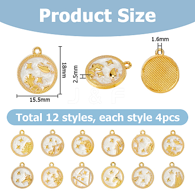 48Pcs 12 Styles Alloy Enamel Pendants FIND-HS0002-50G-1