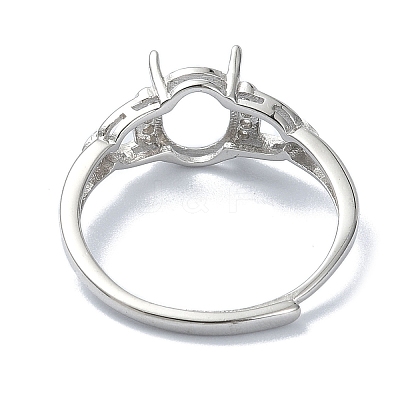 Adjustable 925 Sterling Silver 4 Prongs Ring Settings STER-K179-26P-1