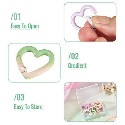10Pcs 10 Colors Baking Paint Alloy Spring Gate Rings FIND-TA0009-95-1