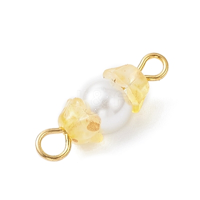 Baking Paint Pearlized Glass Pearl & Acrylic Flower Connector Charms PALLOY-JF04299-02-1