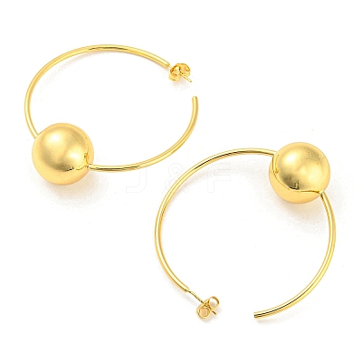 Brass Round Beaded Ring Stud Earrings EJEW-Q785-23G-1