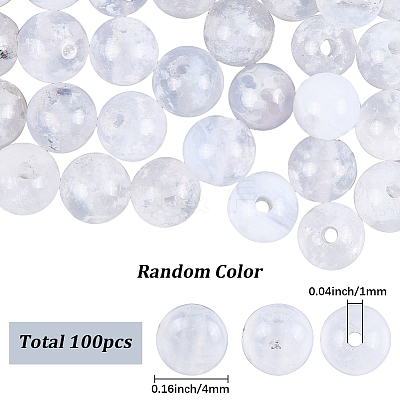 100Pcs Grade AA Natural Blue Lace Agate Beads G-SP0001-31-1
