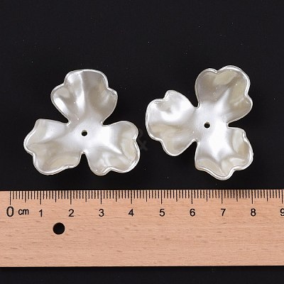 3-Petal Flower ABS Plastic Imitation Pearl Bead Caps OACR-R016-05-1