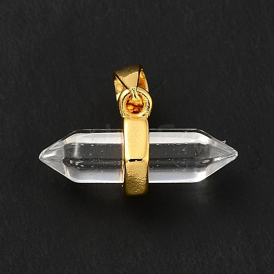Natural Quartz Crystal Double Terminal Pointed Pendants G-P481-01G-11-1