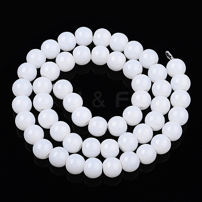 Imitation Jade Glass Beads Strands GLAA-T032-J8mm-01-1