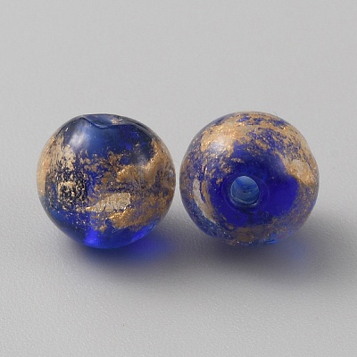 Handmade Gold Sand Lampwork Beads LAMP-WH0011-03B-01-1